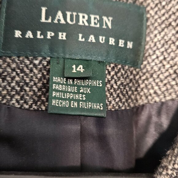 Lauren Ralph Lauren Womens Brown100% Wool Moto Cut Tweed Blazer Size 14 - Picture 6 of 7
